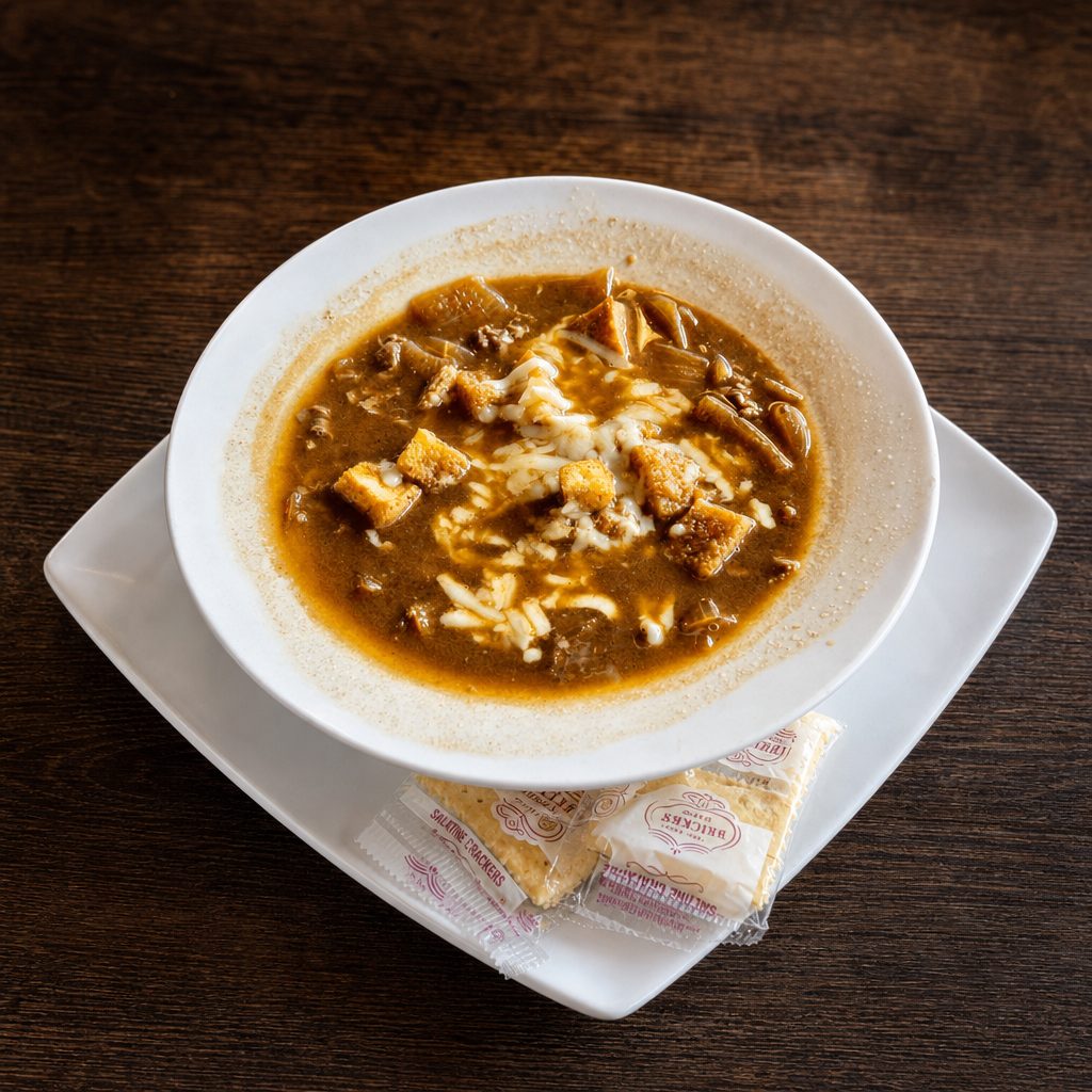 Tukee's Homemade Pot Roast French Onion Soup.