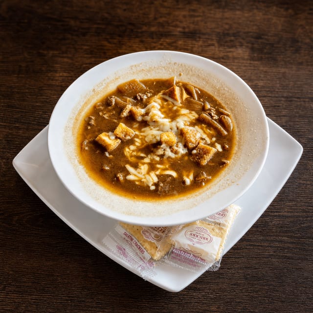 Tukee's Homemade Pot Roast French Onion Soup.