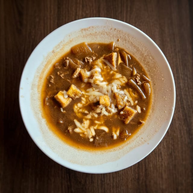 Tukee's Homemade Pot Roast French Onion Soup.