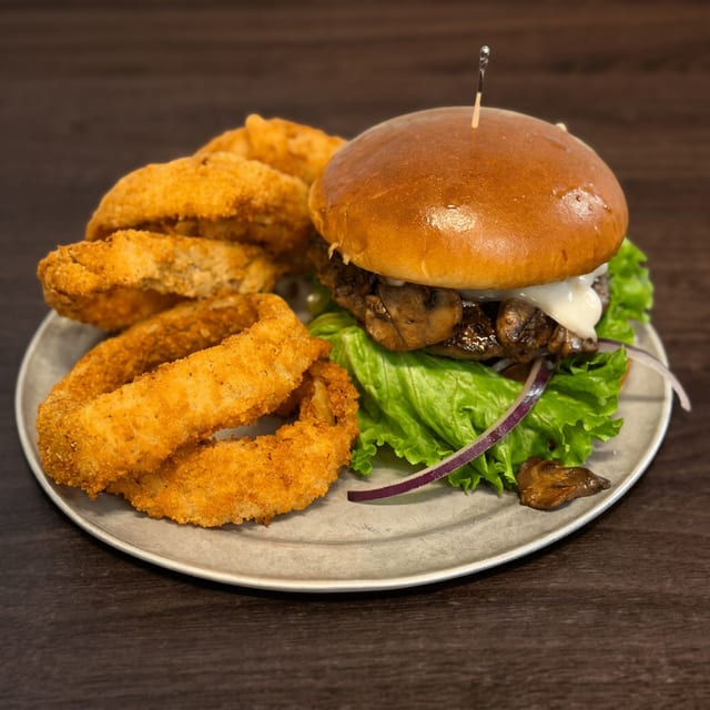 Mushroom Swiss Burger.